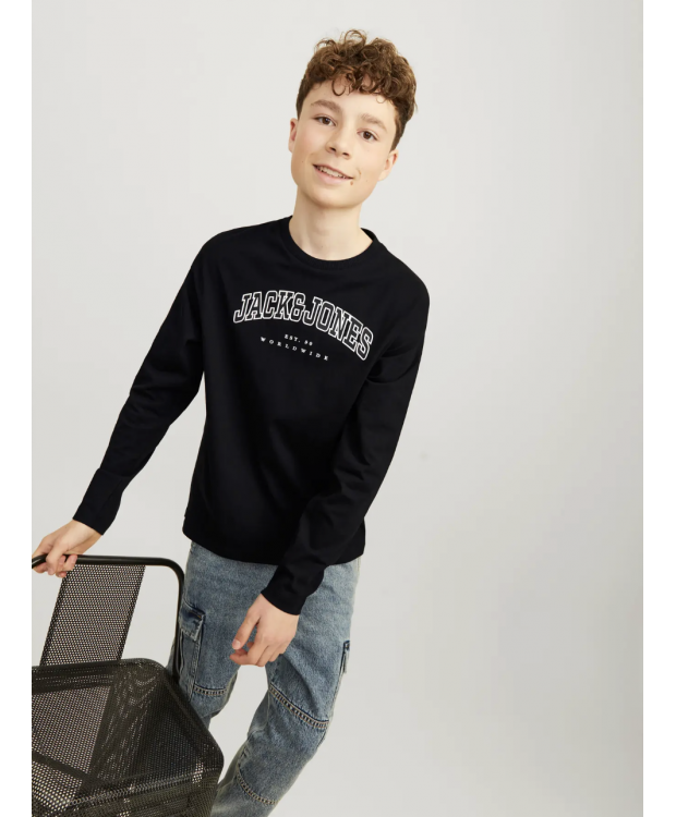 JACK & JONES MINI langærmet T-shirt i sort til drenge billede 7