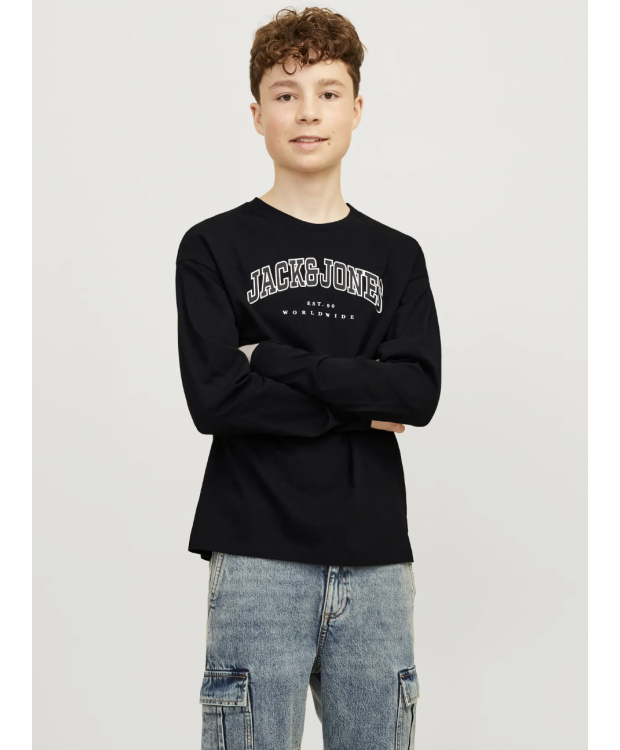 JACK & JONES MINI langærmet T-shirt i sort til drenge billede 2