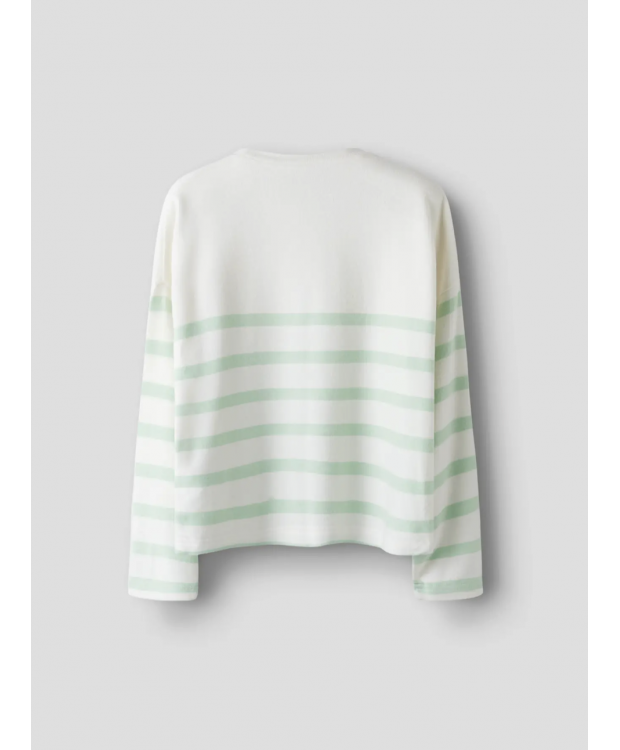 Name It langærmet striktrøje i hvid med grønne striber til piger billede 1
