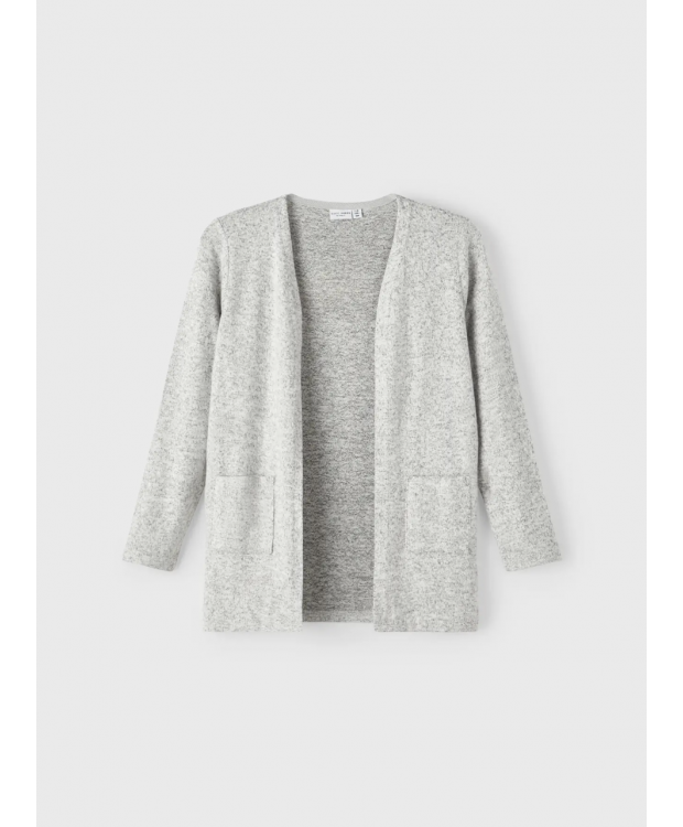 Name It strikcardigan i lysegrå til piger billede 1