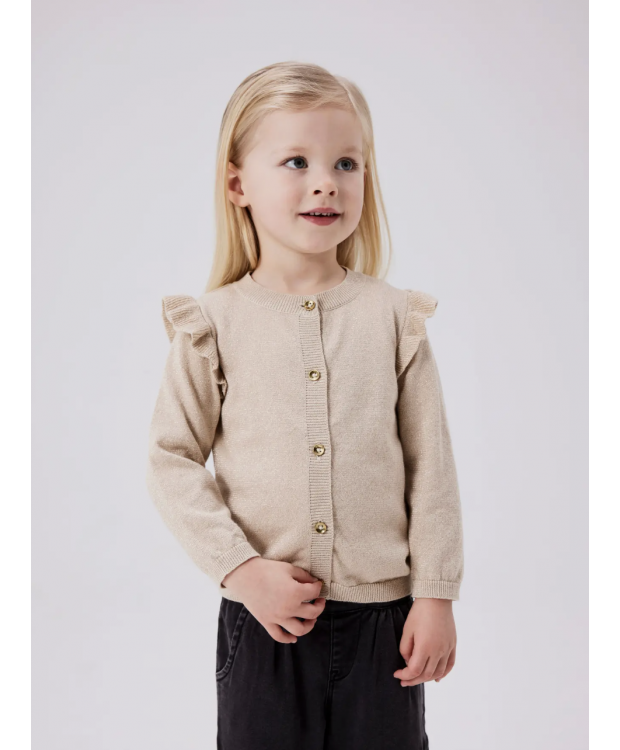 Name It strikcardigan i beige til piger billede 2