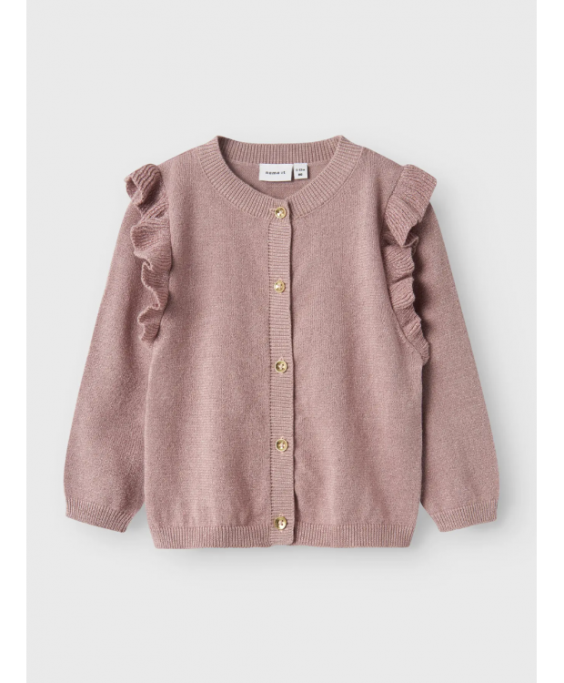 Name It strikcardigan i mauve til piger billede 2
