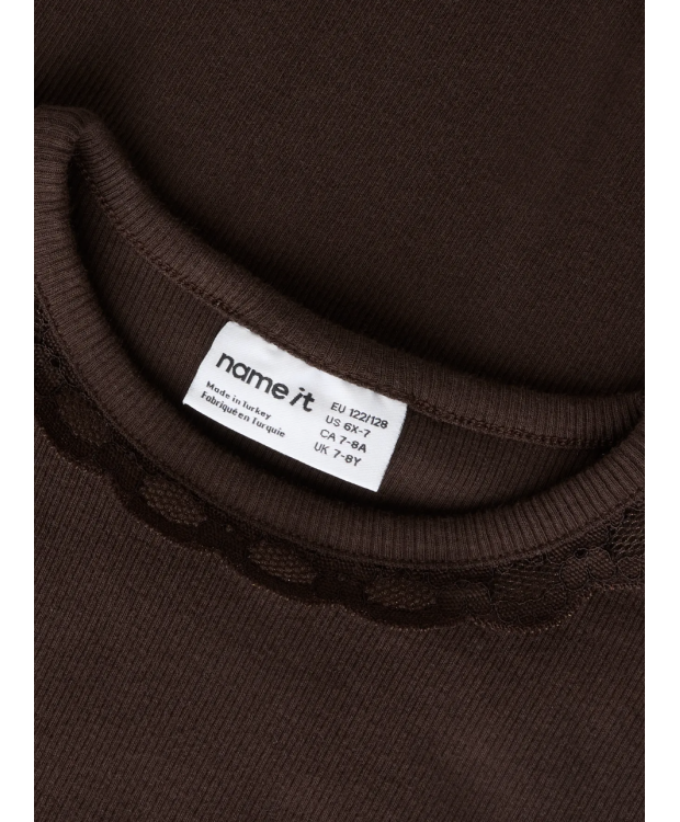 Name It langærmet slim fit-top i brun til piger billede 3