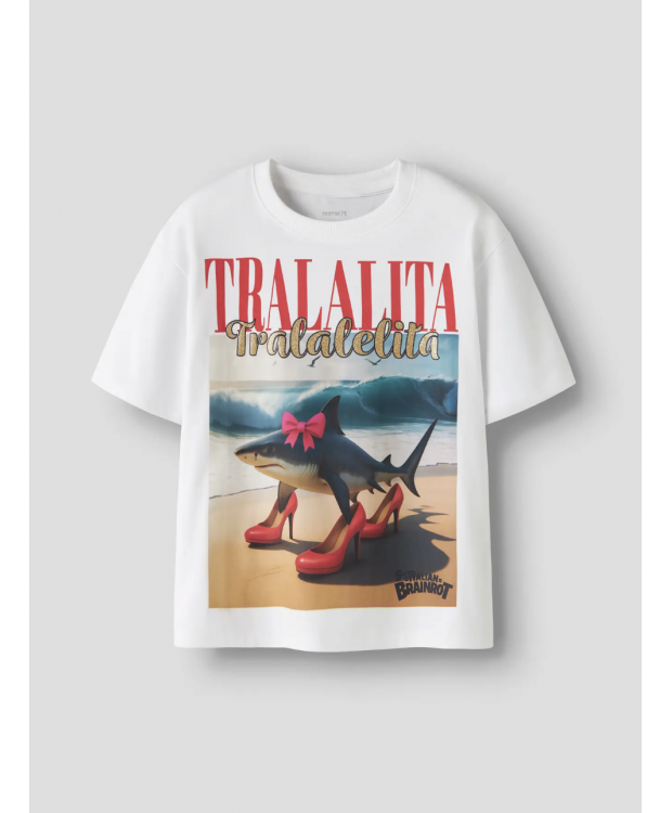 Name It Italian Brainrot T-shirt i hvid til piger billede 1