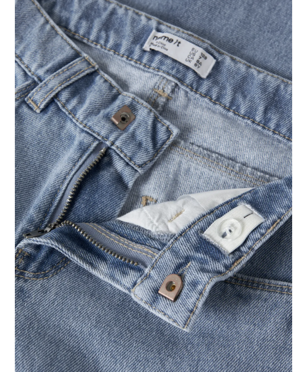 Name it "Stitch" wide leg bukser i lyseblå denim til piger billede 3