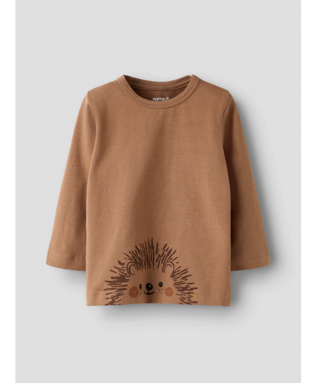 Name It langærmet trøje i brun til baby billede 1
