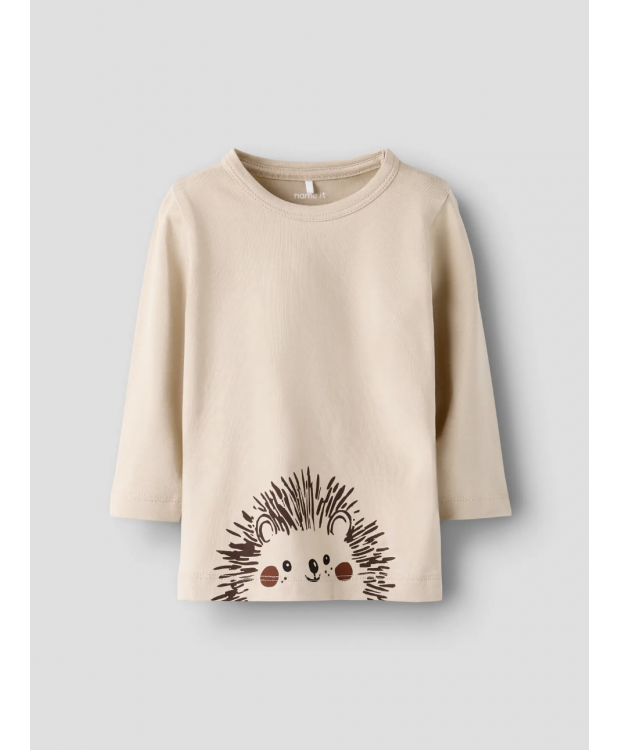 Name It langærmet trøje i beige til baby billede 1