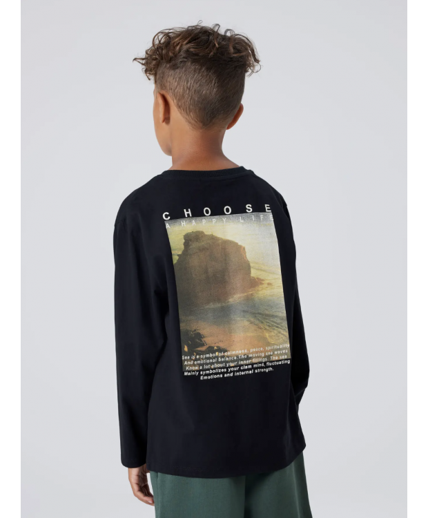 Name It langærmet T-shirt i sort til drenge billede 2
