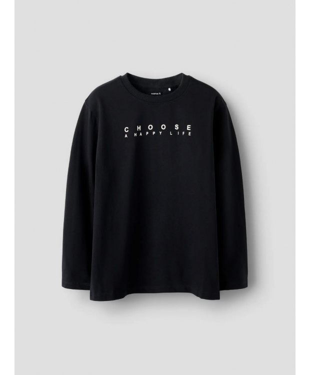 Name It langærmet T-shirt i sort til drenge billede 4