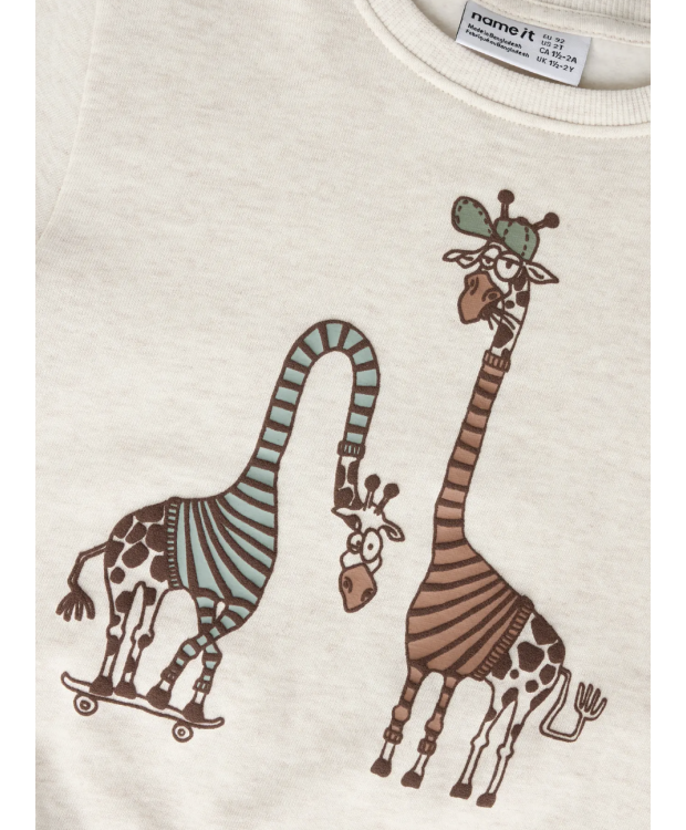 Name It sweatshirt i beige med giraf til drenge billede 2