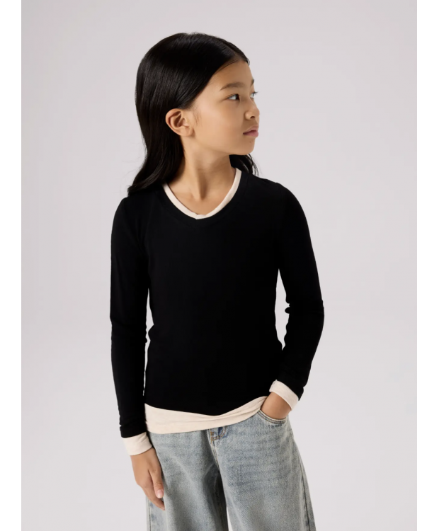 Name It langærmet slim fit-trøje i sort til piger billede 1