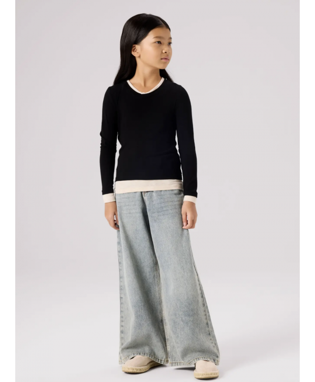 Name It langærmet slim fit-trøje i sort til piger billede 2