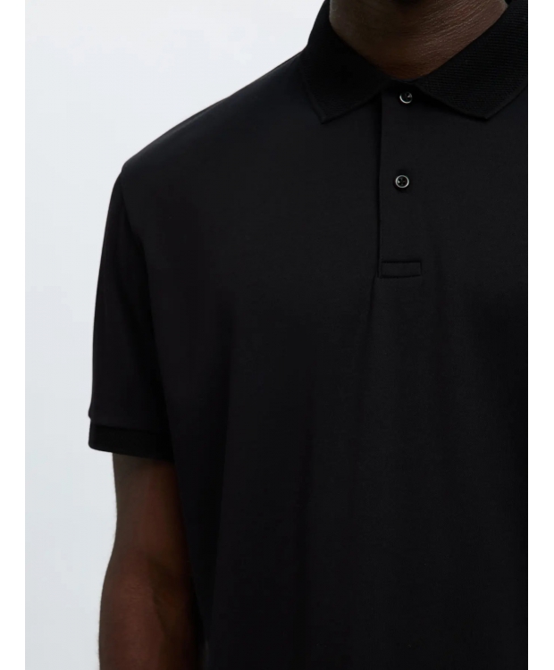 Selected strikket kortærmet polo, i sort til herre - OUTLET billede 4