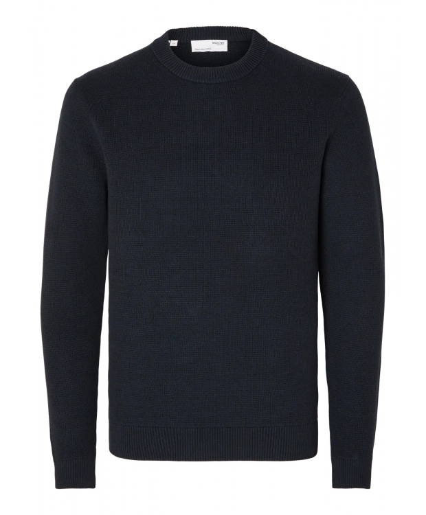 Selected strikket crewneck i Sky Captain til herre billede 2