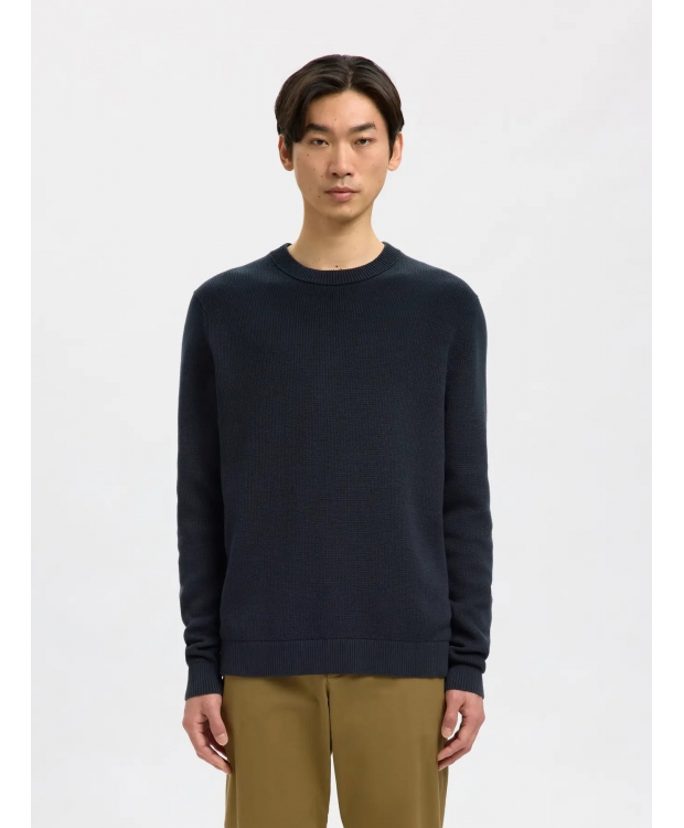 Selected strikket crewneck i Sky Captain til herre billede 1
