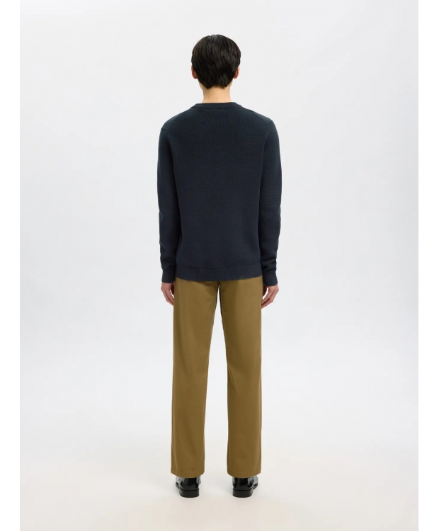 Selected strikket crewneck i Sky Captain til herre billede 3