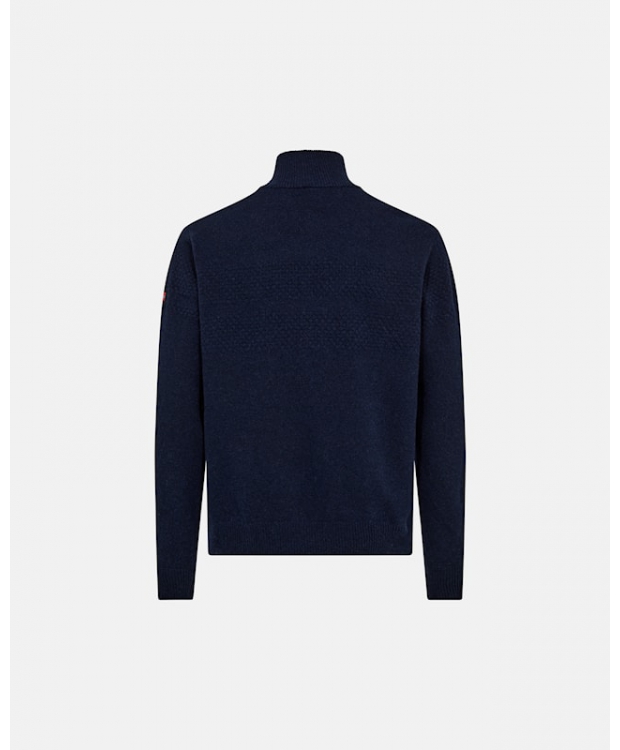 Dovre uldsweater med lynlås i navy til herre billede 2
