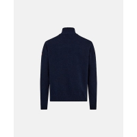 Dovre uldsweater med lynlås i navy til herre