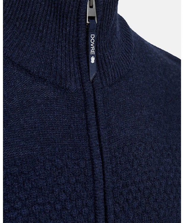 Dovre uldsweater med lynlås i navy til herre billede 3