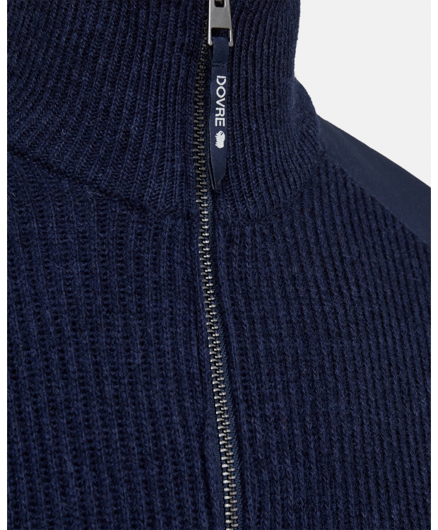 Dovre uldsweater med halv lynlås i navy til herre billede 3