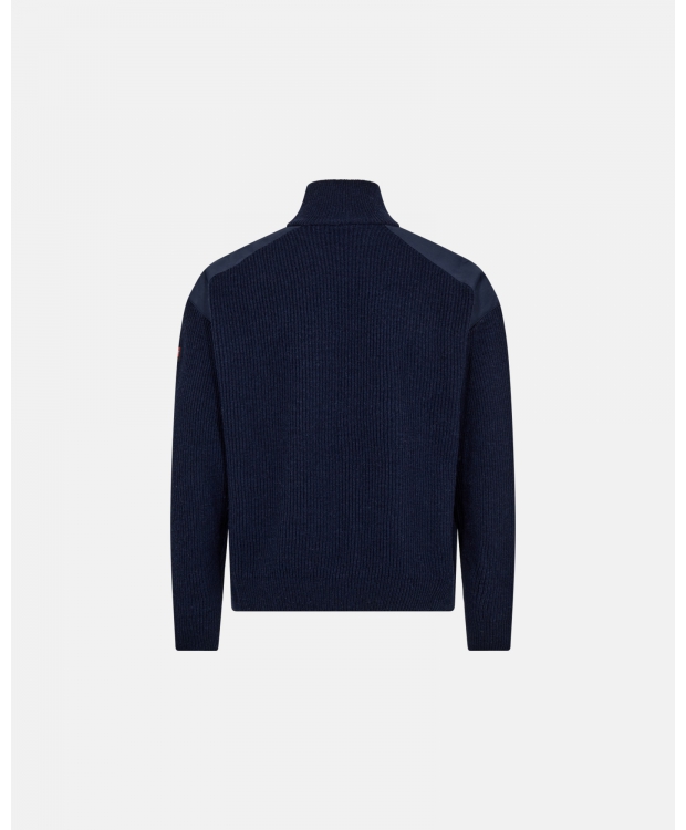 Dovre uldsweater med halv lynlås i navy til herre billede 2