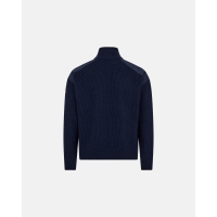 Dovre uldsweater med halv lynlås i navy til herre