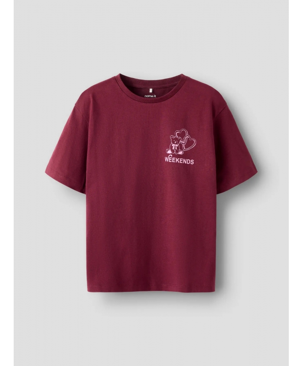Name It T-shirt i burgundy til piger billede 3