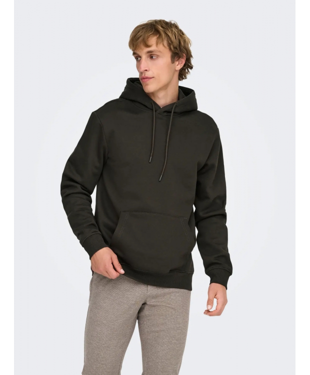 ONLY & SONS hoodie i brun til herre billede 1