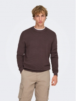 ONLY & SONS crewneck-trøje i brun til herre