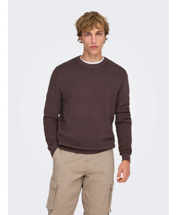 ONLY & SONS crewneck-trøje i brun til herre billede 1