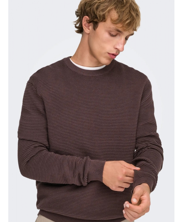 ONLY & SONS crewneck-trøje i brun til herre billede 6