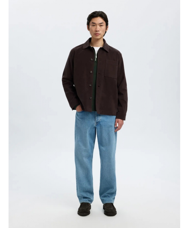 Selected relaxed half zip Polo i Deep Forest til herre - OUTLET billede 5