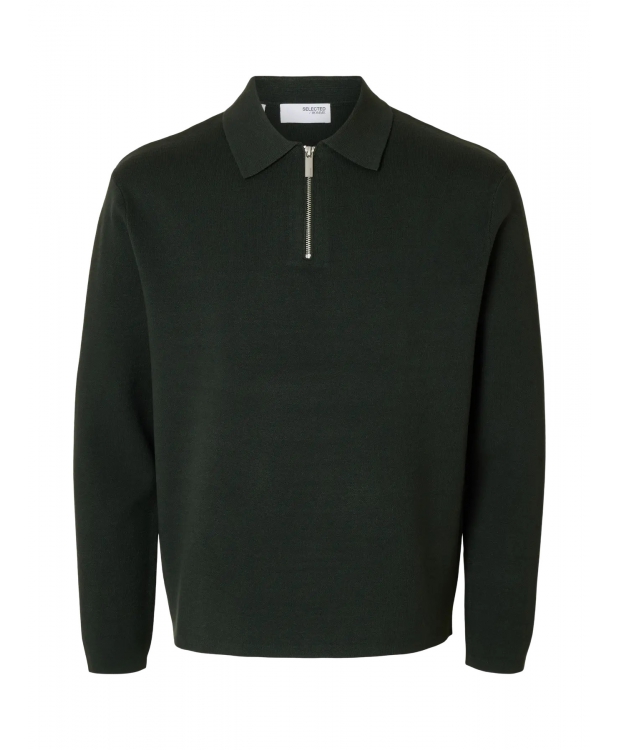 Selected relaxed half zip Polo i Deep Forest til herre - OUTLET billede 6