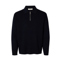 Selected relaxed fit half zip-poloshirt i Sky Captain til herre