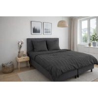 Bambus sengetøj - 100% Naturligt bambus - Gråt, jacquardvævet sengesæt med striber