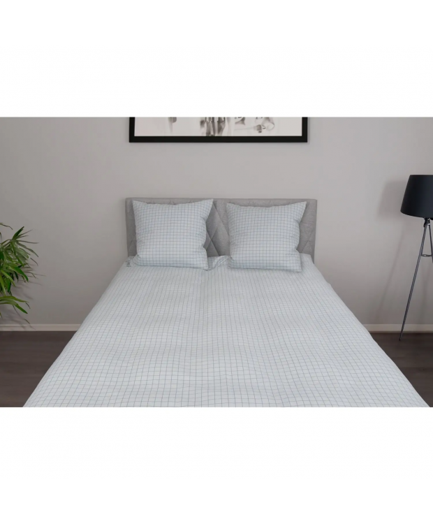 Pudebetræk 60x63 cm - 100% bomuld - Blå ternet hovedpudebetræk - Nordstrand Home billede 2