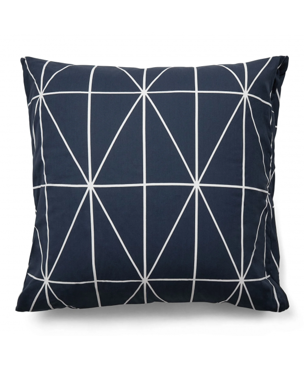 Pudebetræk 60x63 cm - 100% bomuld - Blåt hovedpudebetræk med harlekintern - Nordstrand Home billede 1