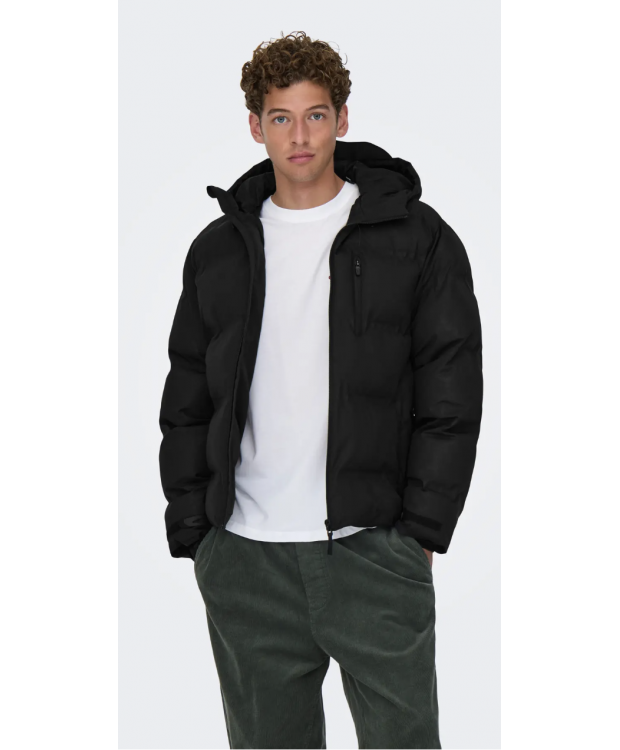ONLY & SONS pufferjakke i sort til herre billede 3