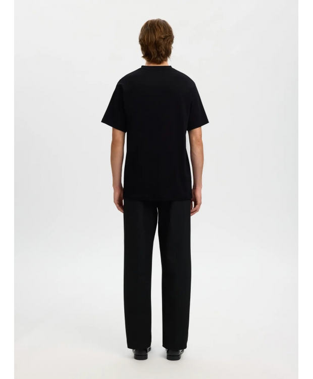 Selected rib-T-shirt med rund hals i sort til herre billede 2