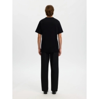 Selected rib-T-shirt med rund hals i sort til herre