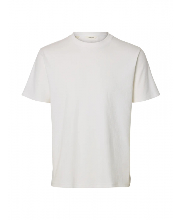 Selected rib-T-shirt med rund hals i hvid til herre billede 2