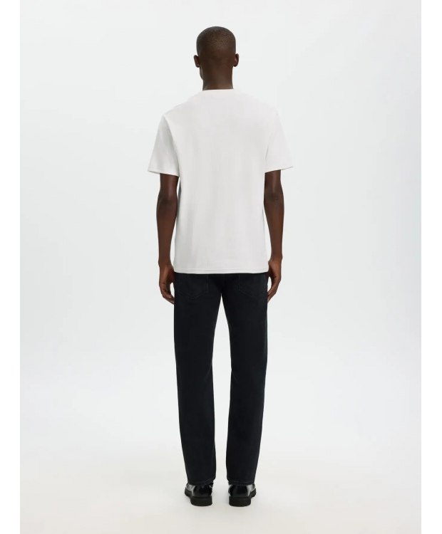 Selected rib-T-shirt med rund hals i hvid til herre billede 3