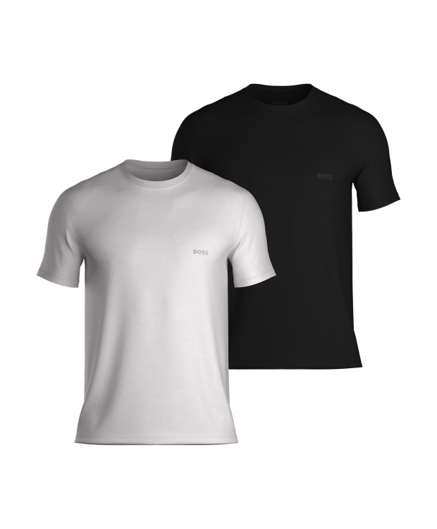 BOSS 2pak Rib T-shirts med rund hals i sort og hvid til herre- OUTLET billede 1