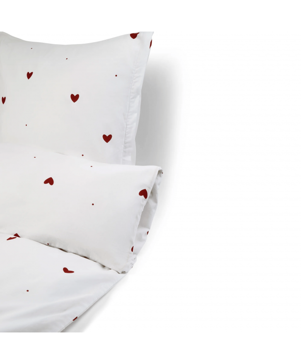 Nordstrand Home baby-sengesæt 70x100 cm i hvid med røde hjerter billede 3