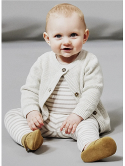 Name It strikcardigan i beige til baby