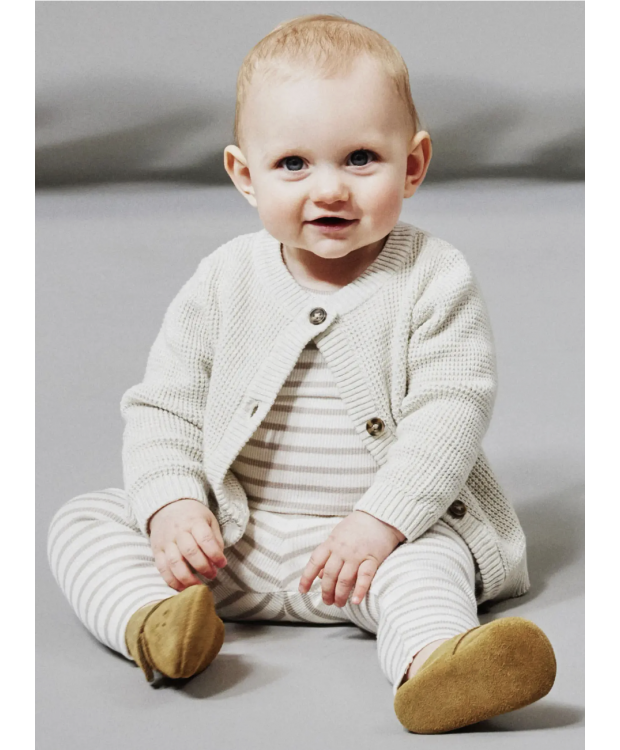 Name It strikcardigan i beige til baby billede 1