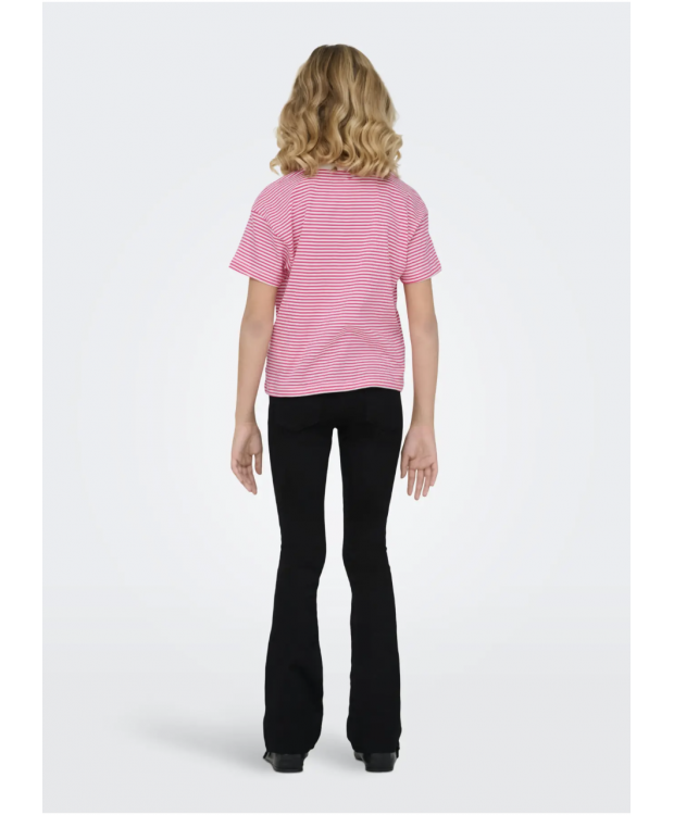 KIDS ONLY Cropped t-shirt med lyserød/hvid striber til piger billede 5