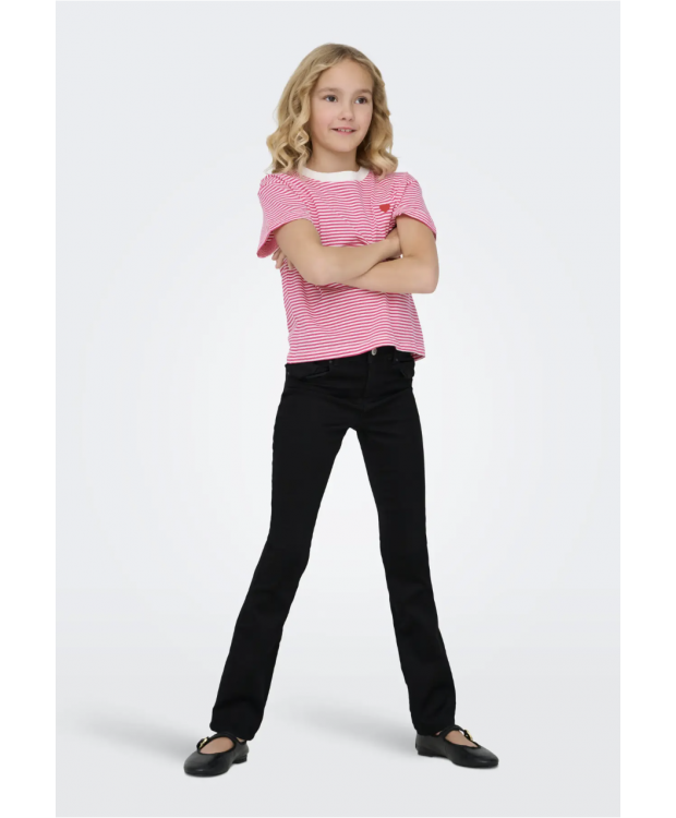 KIDS ONLY Cropped t-shirt med lyserød/hvid striber til piger billede 6