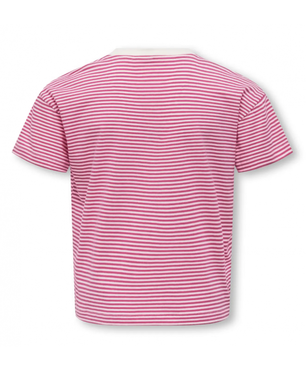 KIDS ONLY Cropped t-shirt med lyserød/hvid striber til piger billede 2