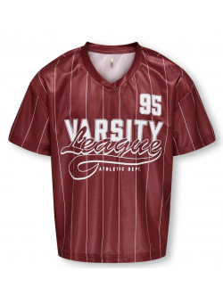 KIDS ONLY sporty T-shirt med V-hals i Cabernet League til piger